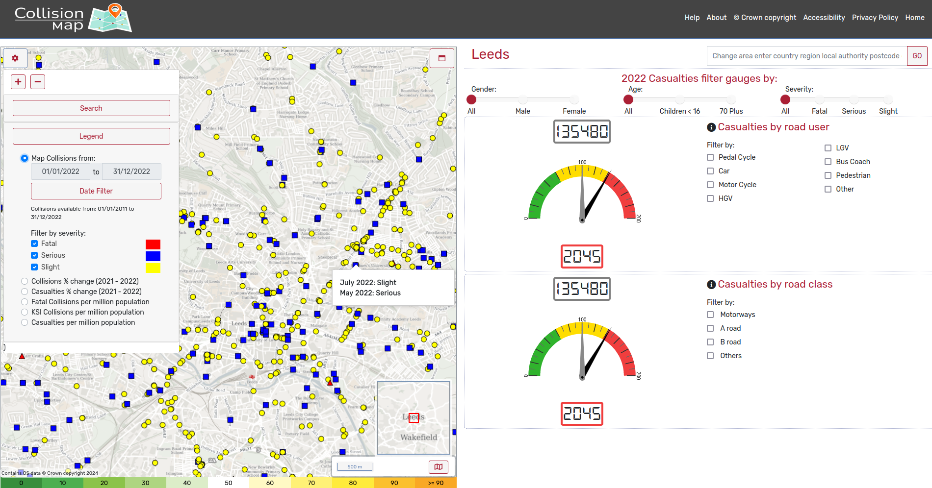 Collision Map em Leeds (UK)